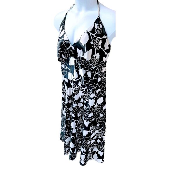 A. P. N. Y NEW Plus Size Sheer Floral Tie Neck Halter Tea Length Dress Size 20W - Picture 5 of 11